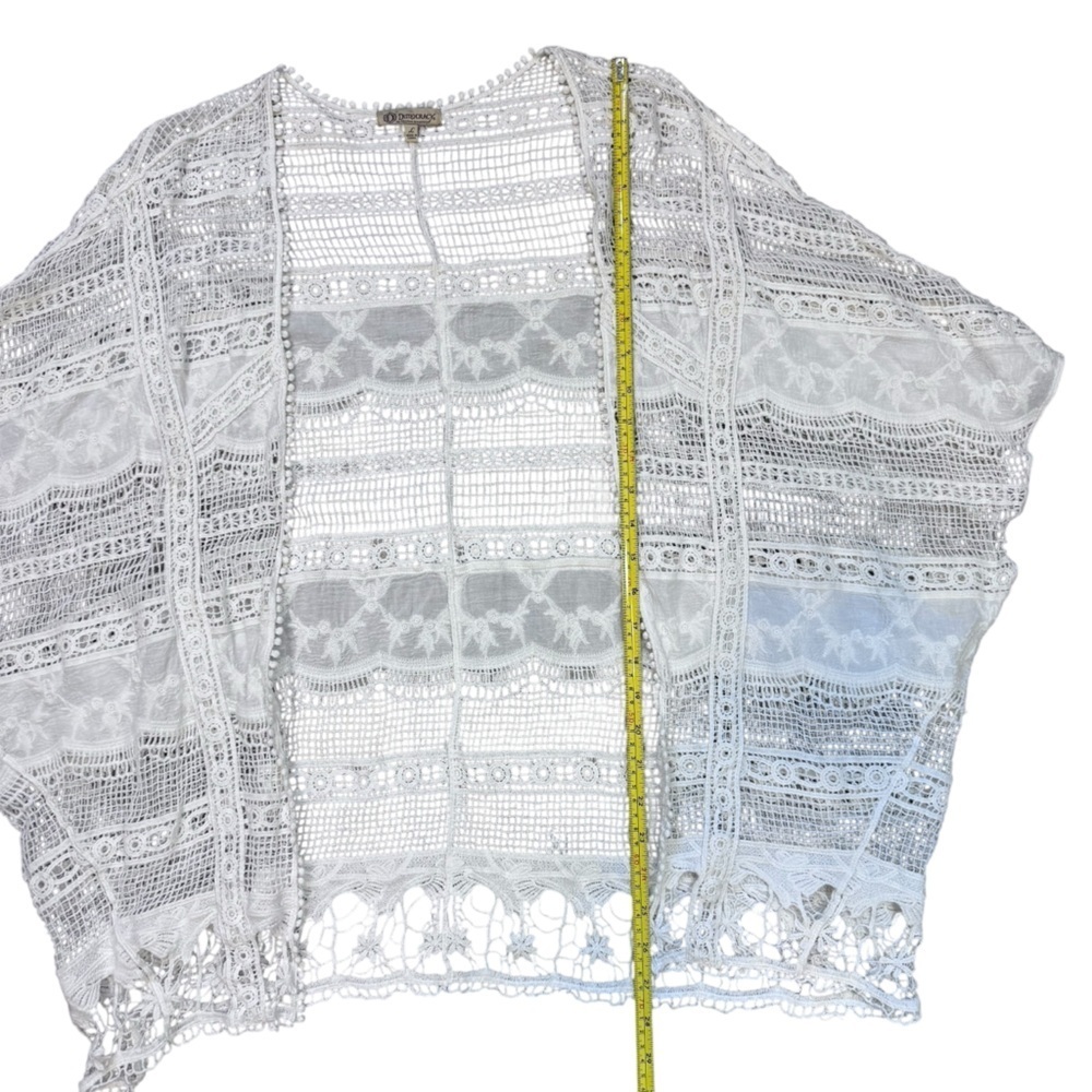 Democracy Ivory Crochet Lace Kimono Size Large - Picture 12 of 13